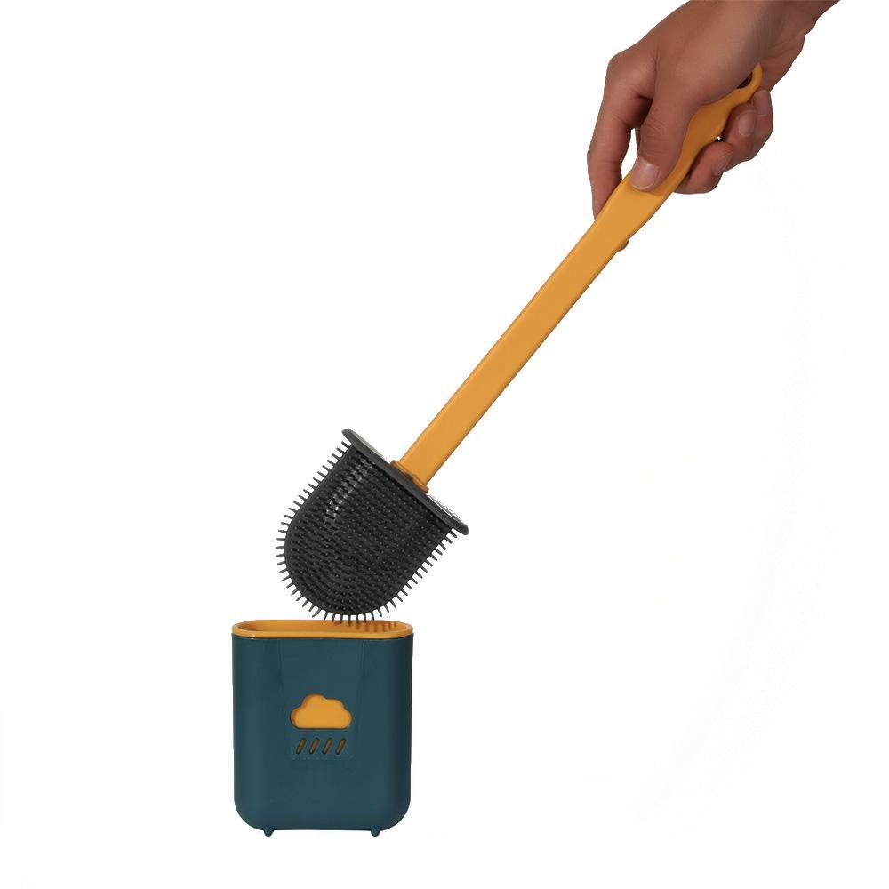 PISTA Bàn Chải Cọ Bồn Cầu Bằng Silicone Cán Dài Linh Hoạt