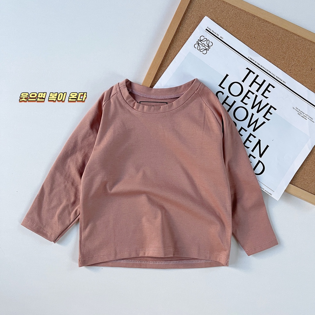 Áo Dài Tay Cotton Trơn Cực Đẹp Cho Bé Trai - Bé Gái, Thời Trang Thu Đông Cho Bé Từ 7-27kg MINKYSUN