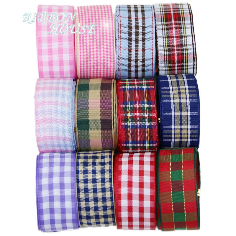 (5 yards/lot) 25mm Scotish Plaid Ribbon Wholesale Lovely gift packing Christmas Ribbons roll