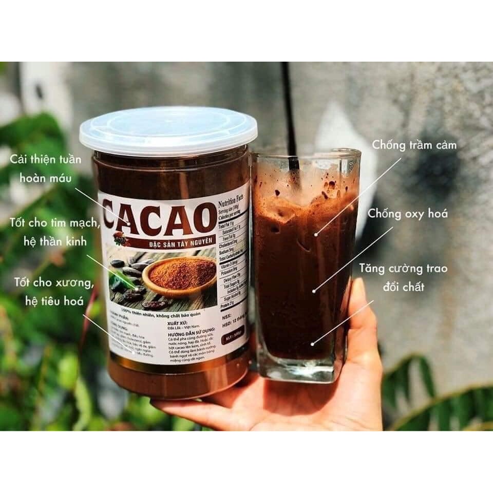 Bột Cacao Daklak Nguyên Chất Đồ Uống Dinh Dưỡng Trái Ca Cao Đăk Lăk Giảm Cân Giải Khát Làm Kem Bánh Ngọt Sinh Tố 500g
