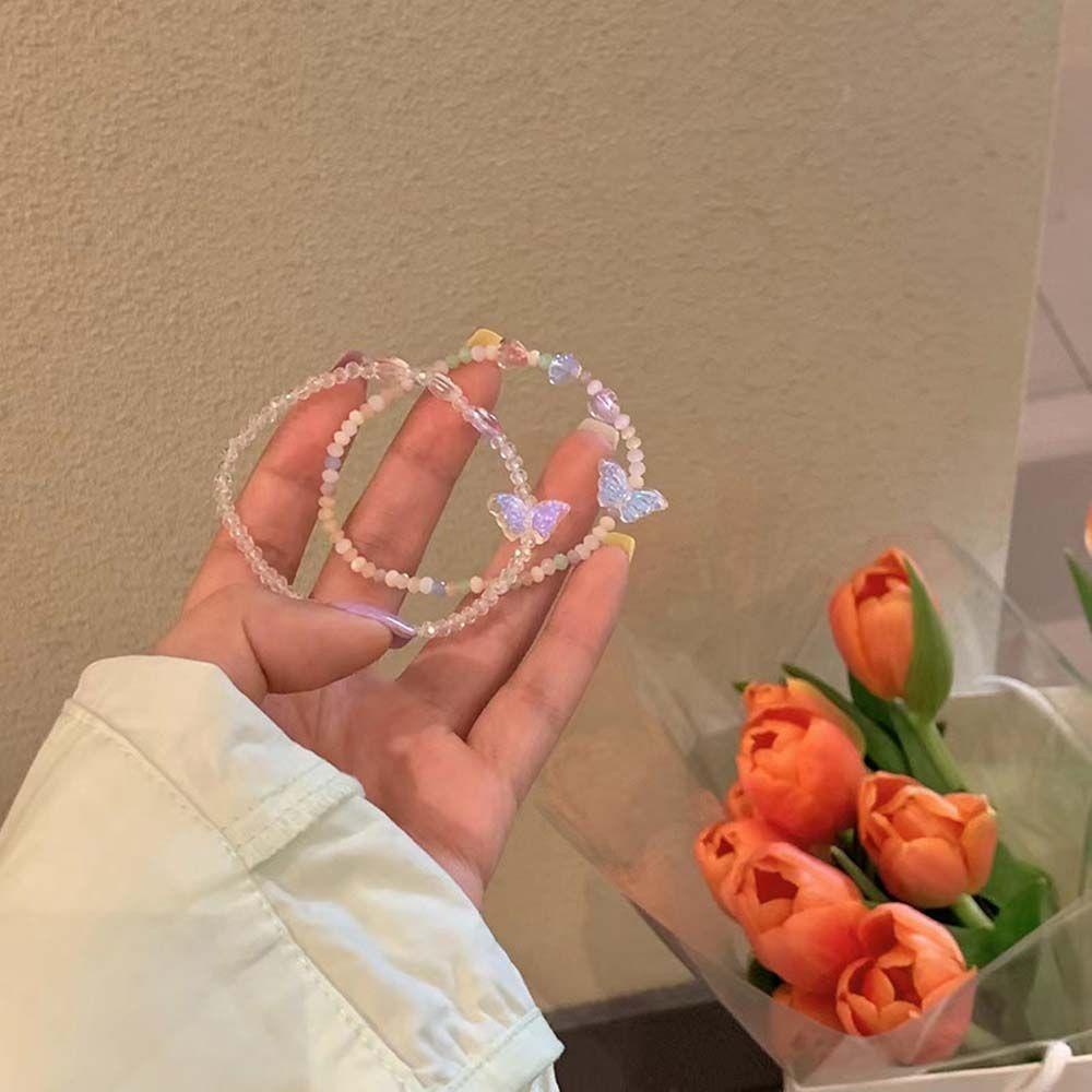 Vòng Tay Chuỗi Hạt Bằng Acrylic Hình Bướm Thời Trang Mùa Hè Xinh Xắn Cho Bạn Gái