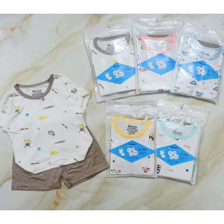 Bộ đồ cộc tay cho bé AVALER chất thun lạnh túi zip cực mềm mát phù hợp với trẻ em 7-18kg
