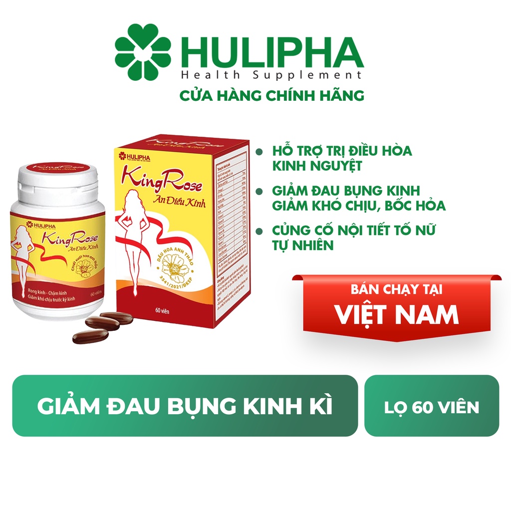 Viên Uống Kingrose An Điều Kinh HULIPHA Hỗ Trợ Điều Hòa Kinh Nguyệt, Hết Chậm Kinh. Rong Kinh Hộp 60 Viên