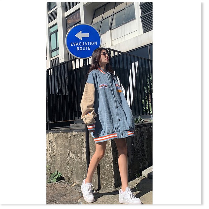 [Mã giảm] Áo Khoác Bomber Unisex Chất Nhung 🦋Áo Jacket Khuy Bấm Tay Bo Phối Màu Form Rộng 2 Màu 🦋 | BigBuy360 - bigbuy360.vn