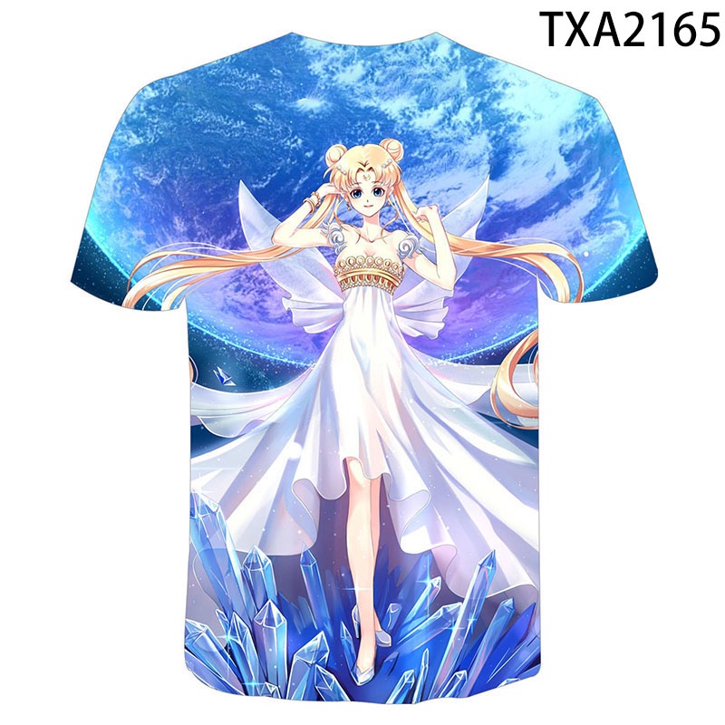 Sailor Moon Áo Thun Tay Ngắn In Hình Thủy Thủ Mặt Trăng 3D Cá Tính Cho Nam Nữ