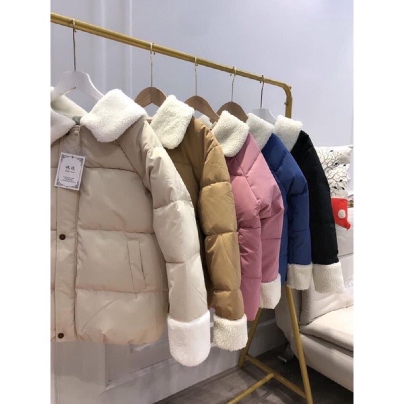 áo phao nữ hot trend 2021 lông cừu