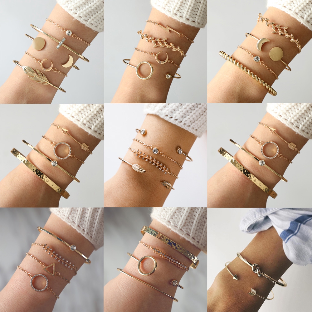Set vòng tay hở nhiều kiểu phong cách Boho cho nữ