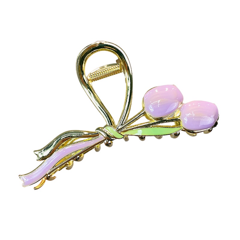 Kẹp Tóc Kim Loại Hình Hoa Tulip Thời Trang Hàn Quốc