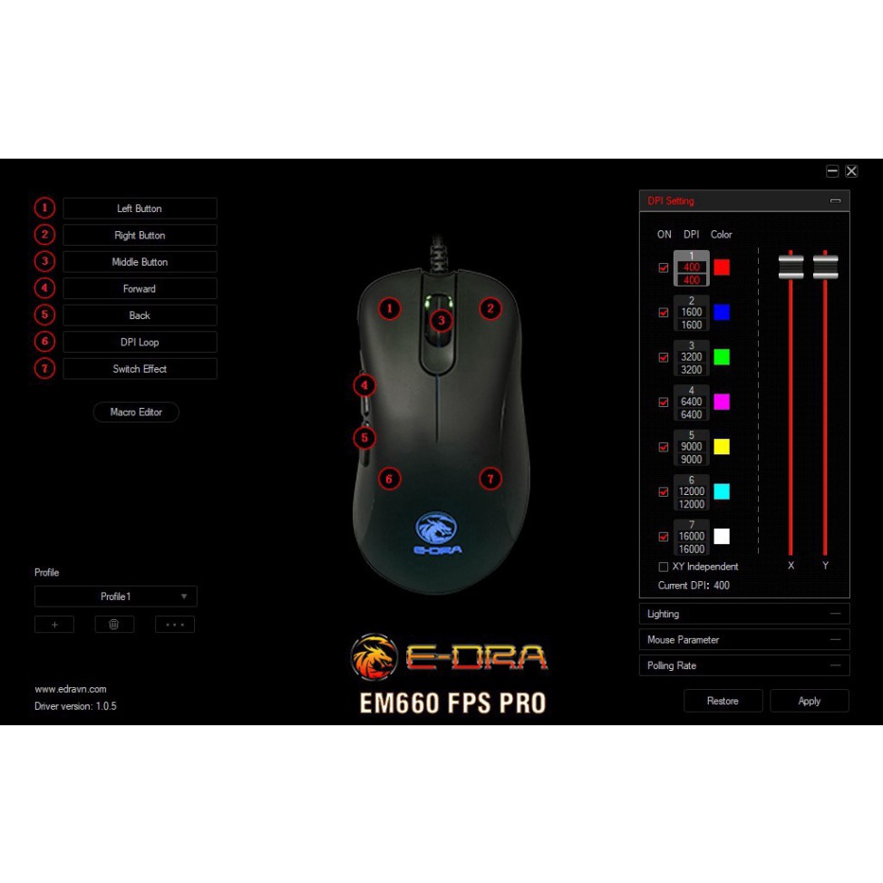 Chuột Gaming E-Dra EM660 Pro FPS, Chuột Game E-Dra EM660 Pro FPS - Bảo Hành 24 tháng