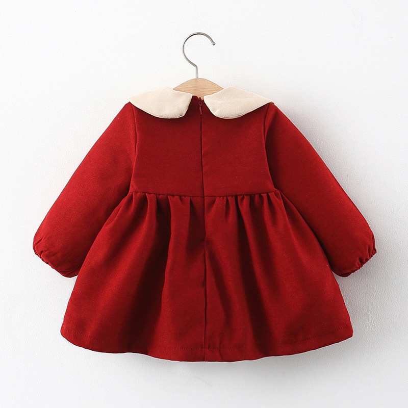 Đầm nhung dáng xòe cổ búp bê xinh xắn cho bé gái