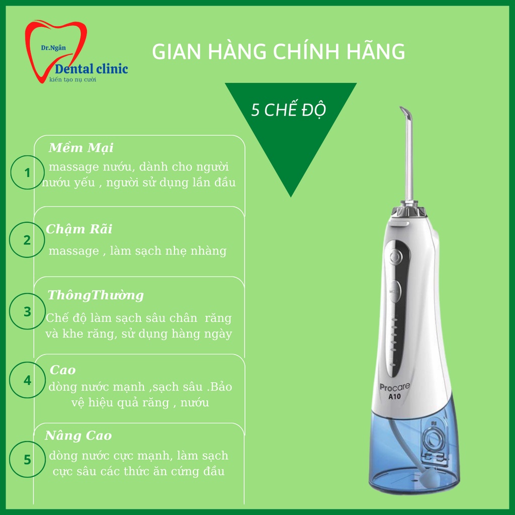 Máy Tăm Nước PROCARE A10- Máy Tăm Nước Vê sinh răng miệng CHÍNH  HÃNG