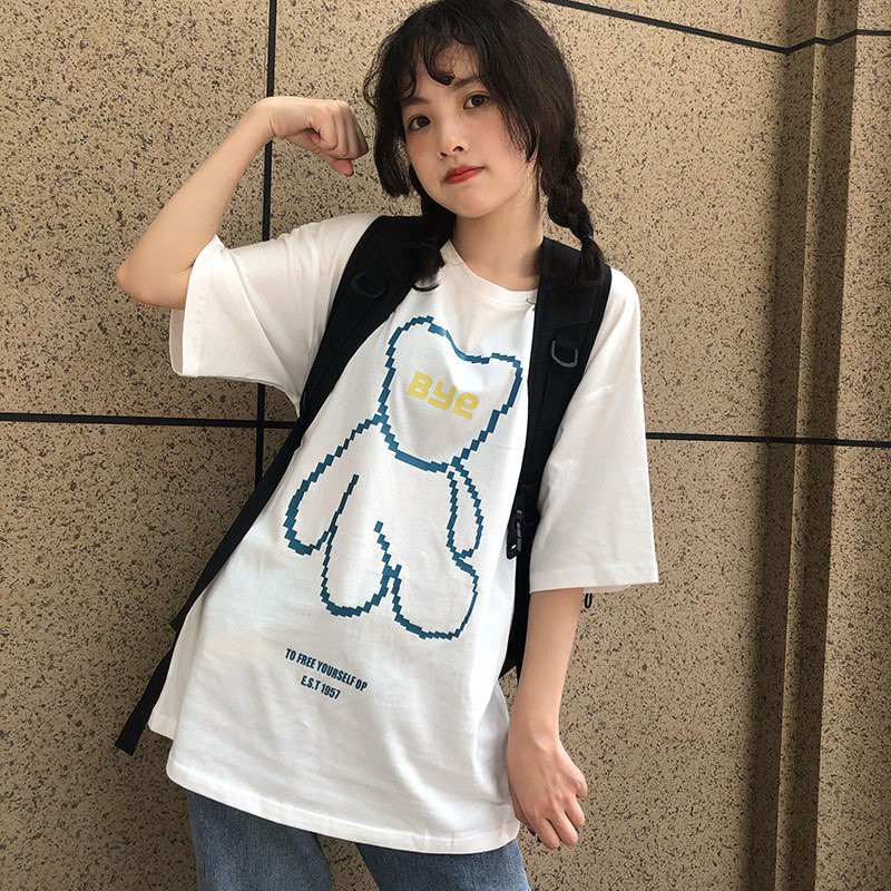 Áo thun tay lỡ  GẤU BYE  phông Unisex nam nữ tee oversize form rộng pull Ulzzang Streetwear Hàn Quốc vải mềm