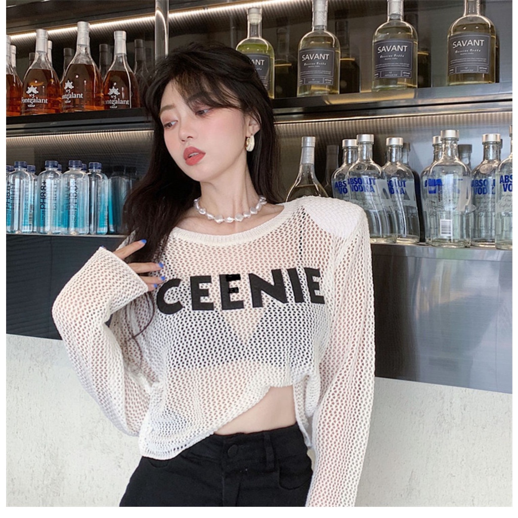 622070#Áo Dệt Kim Mỏng Dáng Ngắn Có Đệm Vai Thời Trang Mùa Hè Cho Nữ