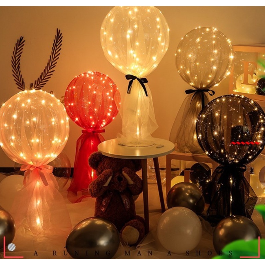 Bộ Bong Bóng Trong Suốt Hình Hoa Hồng BOBO Dùng Trang Trí Tiệc Cưới/Sinh Nhật