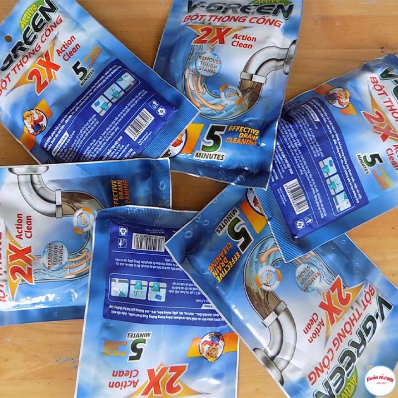 Set 5 gói Bột Thông cống VGreen Phân hủy nhanh sau 5 phút