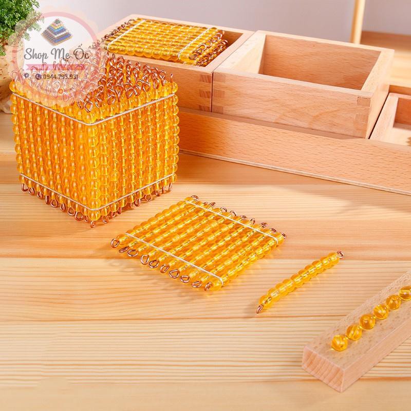 Giáo cụ Montessori - Bộ cườm vàng hệ thập phân (Có sẵn)