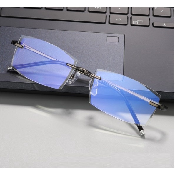 Kính lão thị viễn thị nam nữ titanium gọng khoan tròng anti BLUE chống mỏi cao cấp