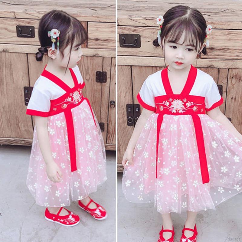 Đầm Hán phục thiết kế phong cách Trung Hoa xinh xắn cho bé gái