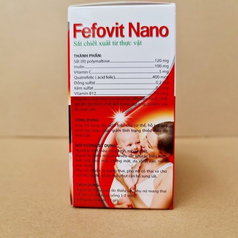 Fefovit Nano Bổ Sung Sắt, Tăng Cường Lưu Thông Máu Cho Phụ Nữ Mang Thai Hộp 100 viên | Thế Giới Skin Care