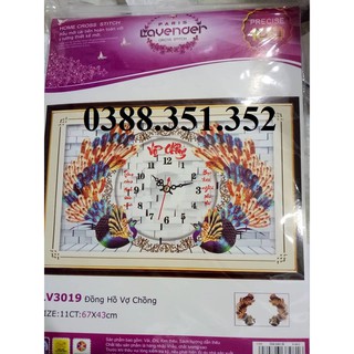 Tranh thêu chữ thập Đồng Hồ Vợ Chồng LV3019 67*43cm