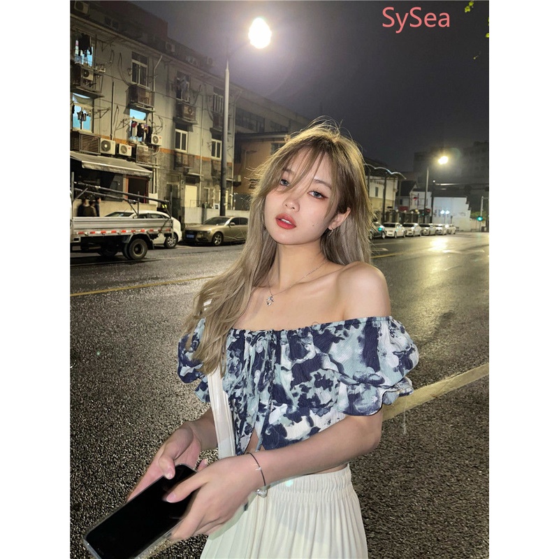 Áo Croptop Trễ Vai Họa Tiết Hoa Thời Trang Mùa Hè Cho Nữ