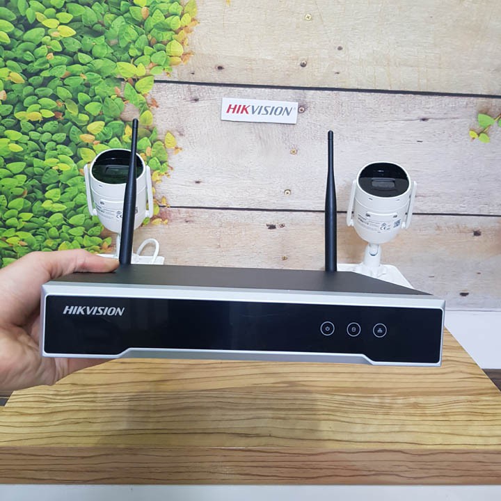 Trọn bộ 4 Camera IP Wifi Hikvision NK42W0H(D) ngoài trời âm thanh, camera 2 râu, đầu ghi phát wifi xuyên tường