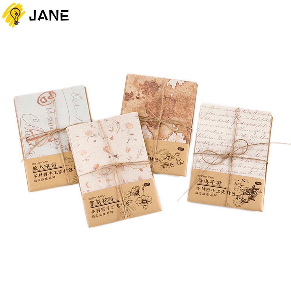 JANE 30PCS/Pack Gift Scrapbooking Paper Retro Style Fingertip Temperature Series Special Material DIY Journaling Decor Stationery Flowers Pattern Background Collage