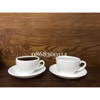 Bộ tách( 1 đĩa+1 tách) capuchino trắng 220ml ( bát tràng)