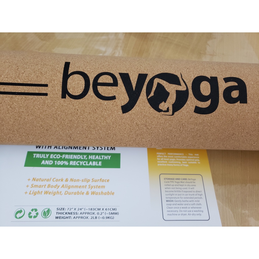 Thảm Yoga Gỗ Bần Tự Nhiên Cao Cấp, Thấm Hút Mồ Hôi Vượt Trội, Chống Trơn Trượt, Nhập Đài Loan, Hãng beYoga