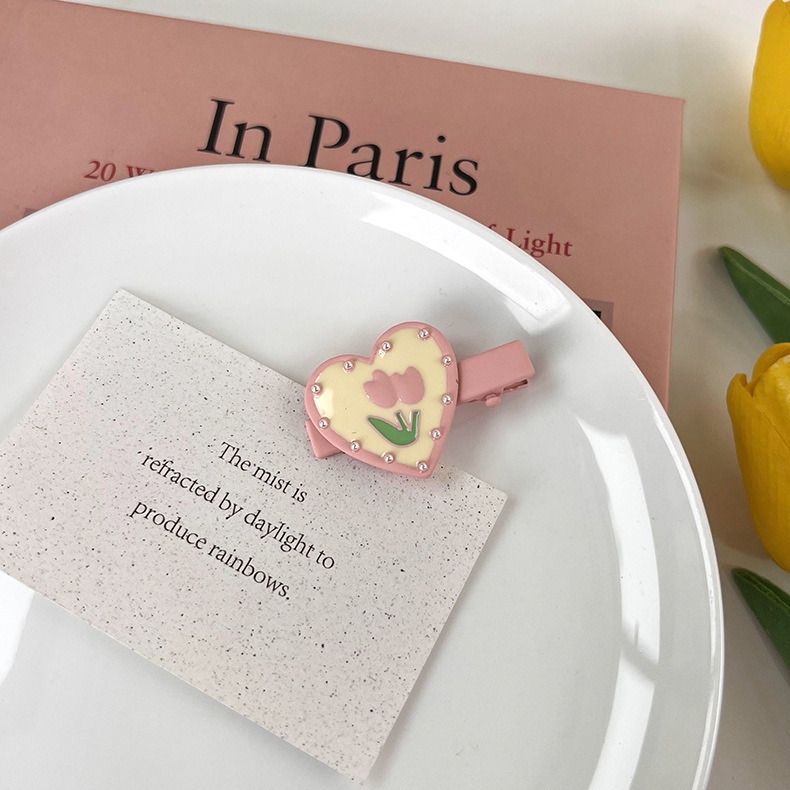 Kẹp Tóc Hình Hoa Tulip Đính Ngọc Trai Giả Bằng Hợp Kim Phong Cách Hàn Quốc Cho Nữ