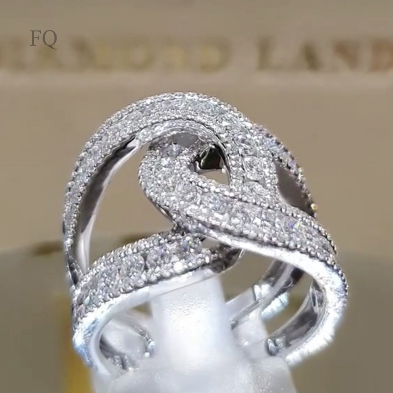 Nhẫn mạ bạc 925 đính kim cương/đá sapphire nhân tạo sang trọng cho nữ