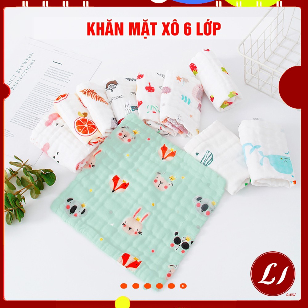 Set 3 Khăn mặt xô 6 lớp dày dặn, mềm mịn cho bé - QATE0022