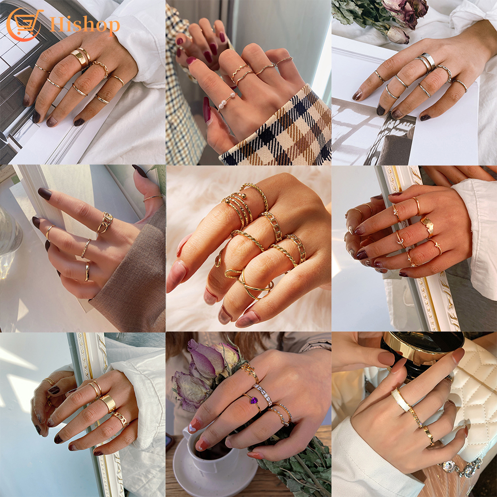 Bộ Nhẫn Vàng / Bạc Đính Ngọc Trai Thời Trang