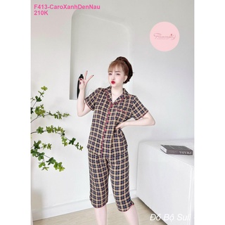 Đồ Bộ Pijama Lụa Cao Cấp Lửng F413 - Đồ Bộ Suli