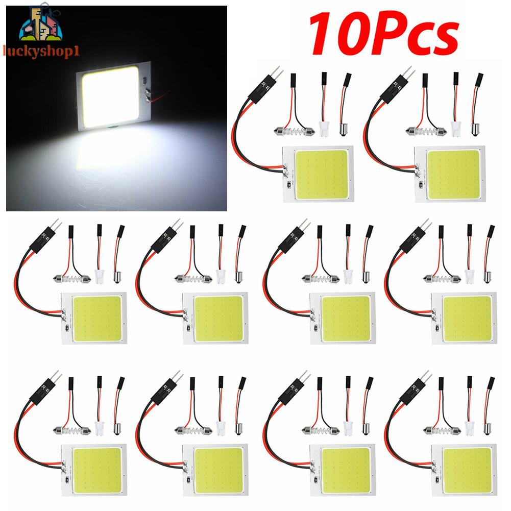 Set 10 Đèn LED 48SMD COB Ánh Sáng Trắng Gắn Trần Xe Ô Tô
