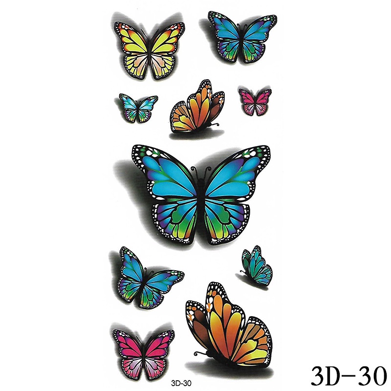 [Hàng mới về] Hình xăm dán tạm thời họa tiết hoa hồng bướm 3D dùng một lần