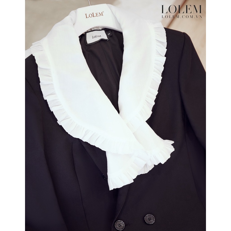 Áo blazer cổ bèo tháo rời kèm dây nịt LOLEM Clothing, măng tô nữ dáng ngắn kiểu vest thời trang cao cấp - Aknb011