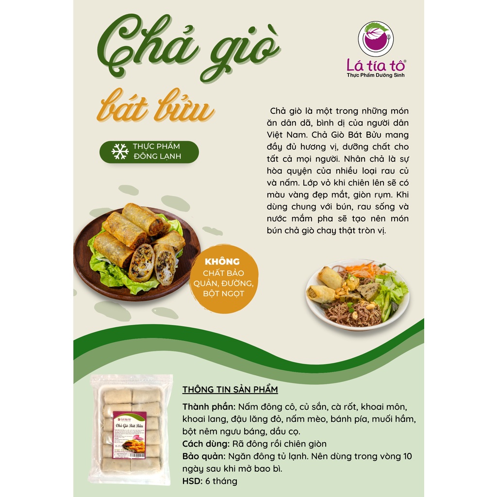 CHẢ GIÒ CHAY ĐÔNG LẠNH - LÁ TÍA TÔ