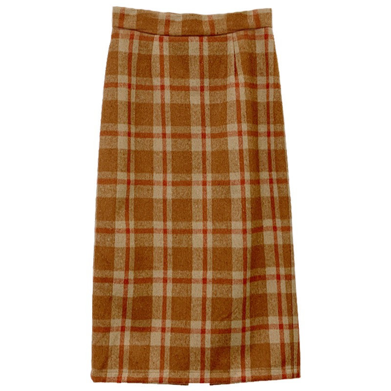 (ORDER- sẵn Màu cam) Chân váy MORAN kẻ dạ dáng dài Style công sở Hàn Quốc | BigBuy360 - bigbuy360.vn