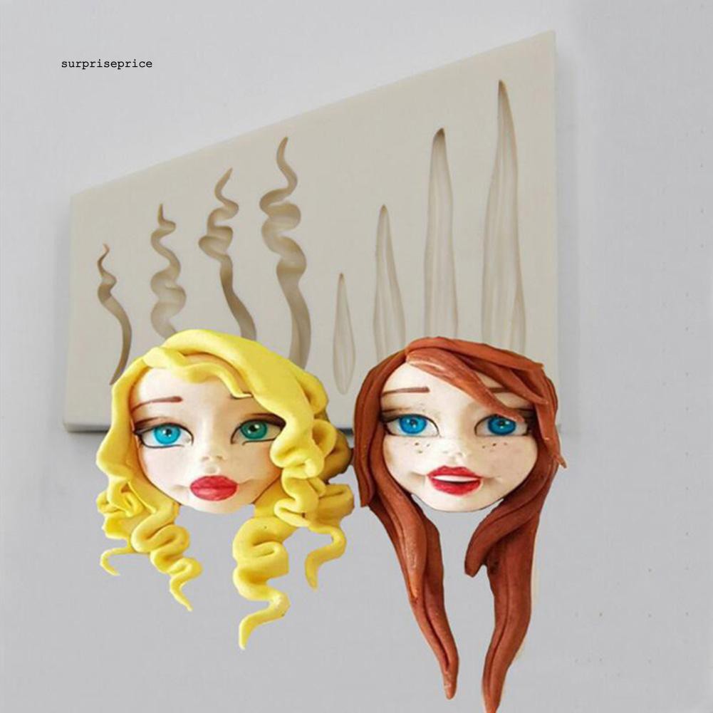 Khuôn silicon làm bánh kẹo đa năng tạo hình tóc cô gái DIY độc đáo