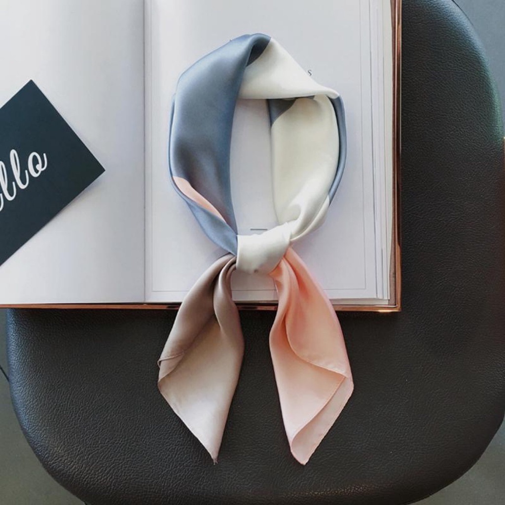 Khăn Choàng Cổ Hình Vuông Cỡ Nhỏ In Họa Tiết Màu Xanh Dương/Hồng/Xám Thời Trang Cho Nữ