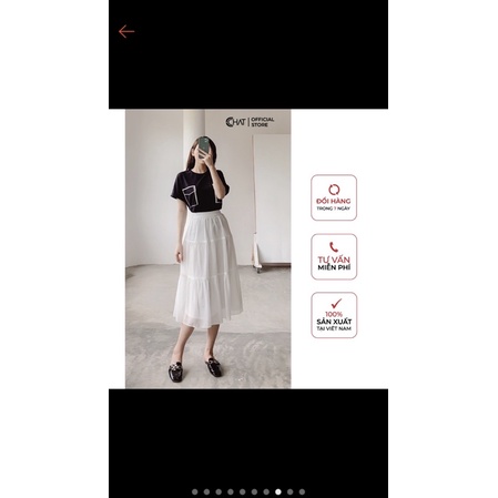 Chân váy tầng cchat size M newtag