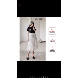 Chân váy tầng cchat size M newtag
