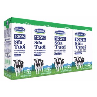 Sữa tươi tiệt trùng Vinamilk hương Dâu/ Có đường/ Socola hộp 180ml (4 hộp)