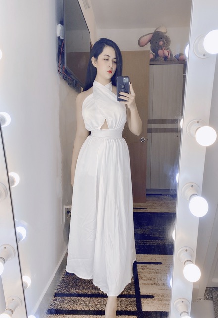 Đầm maxi cột dây chéo