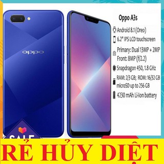 điện thoại Oppo A3s ram 3G/32G 2sim mới Fullbox- màn hình tai thỏ thời thượng