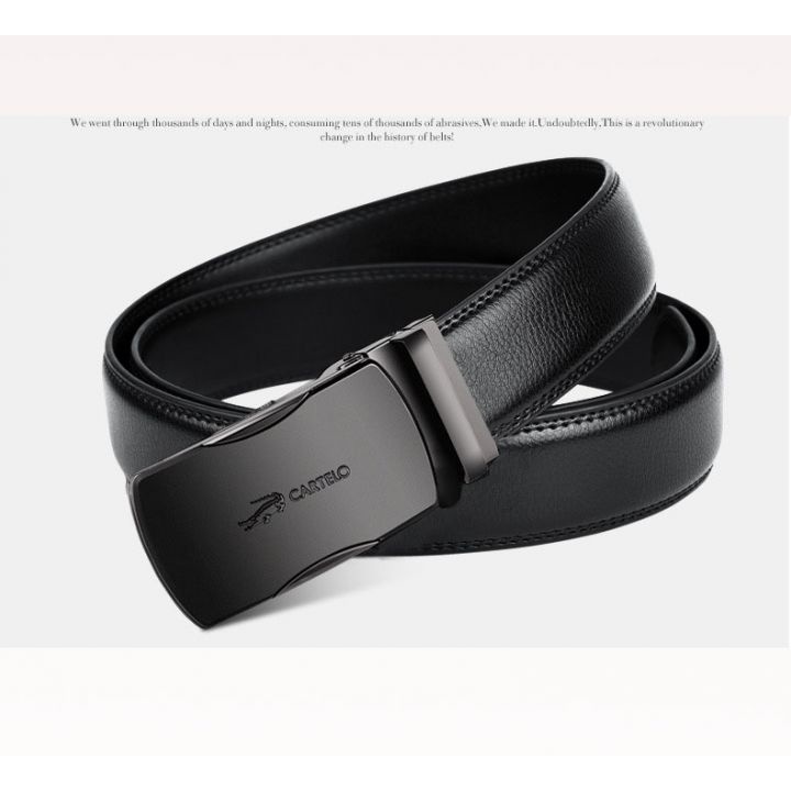 Thắt lưng da nam cao cấp CRTELGK7005G, dây nịt nam da thật rộng 35mm khóa tự động mạ ti tan