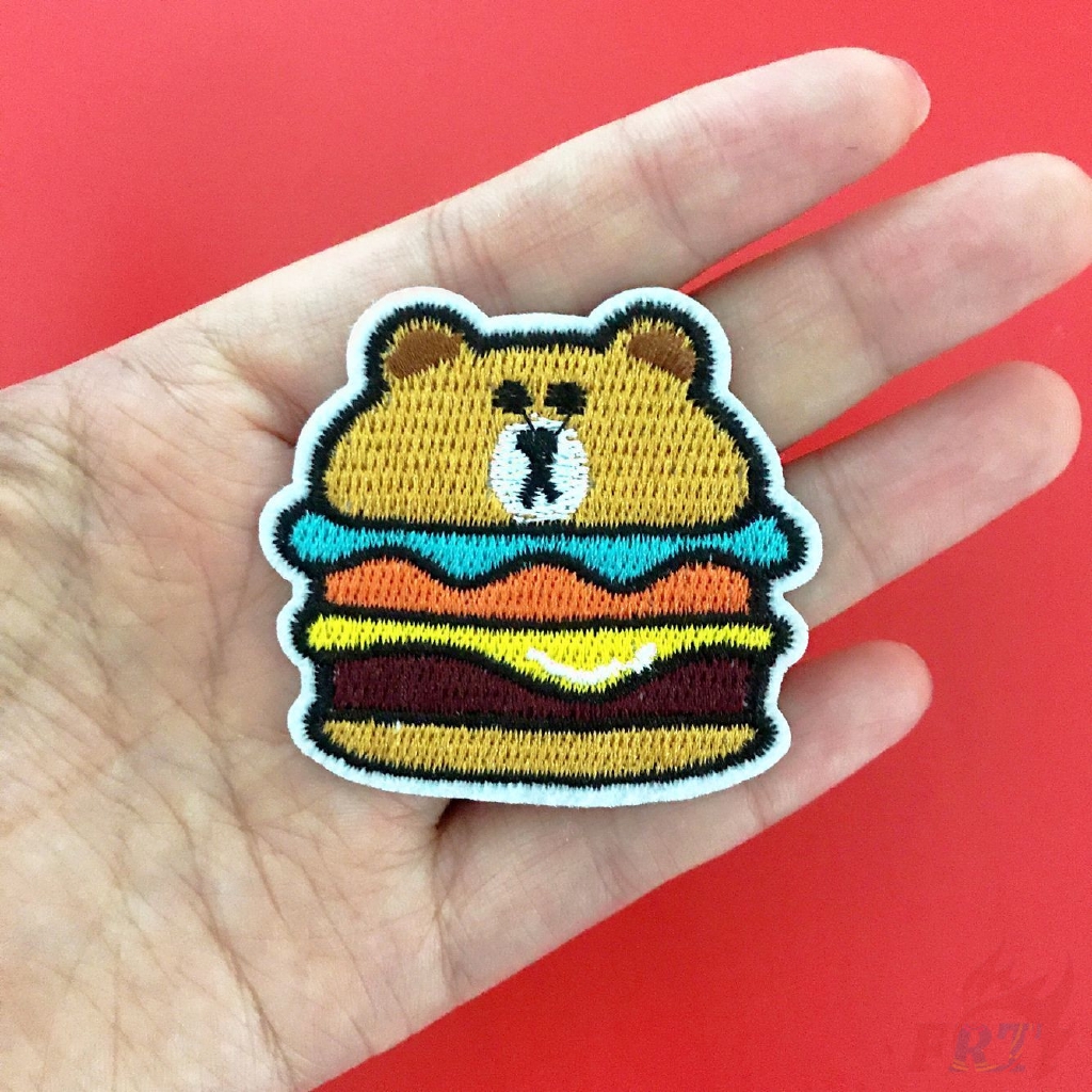 Miếng vá ủi/thêu trang trí quần áo hình bánh hamburger brown/cupcake cony DIY