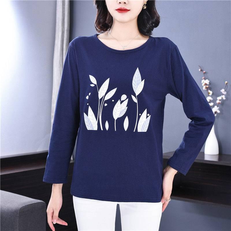 Áo thun tay dài dáng rộng thời trang cho phụ nữ trung niên