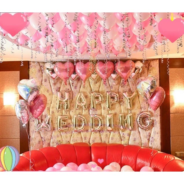 Bộ bóng chữ happy wedding trang trí phòng cưới MS005